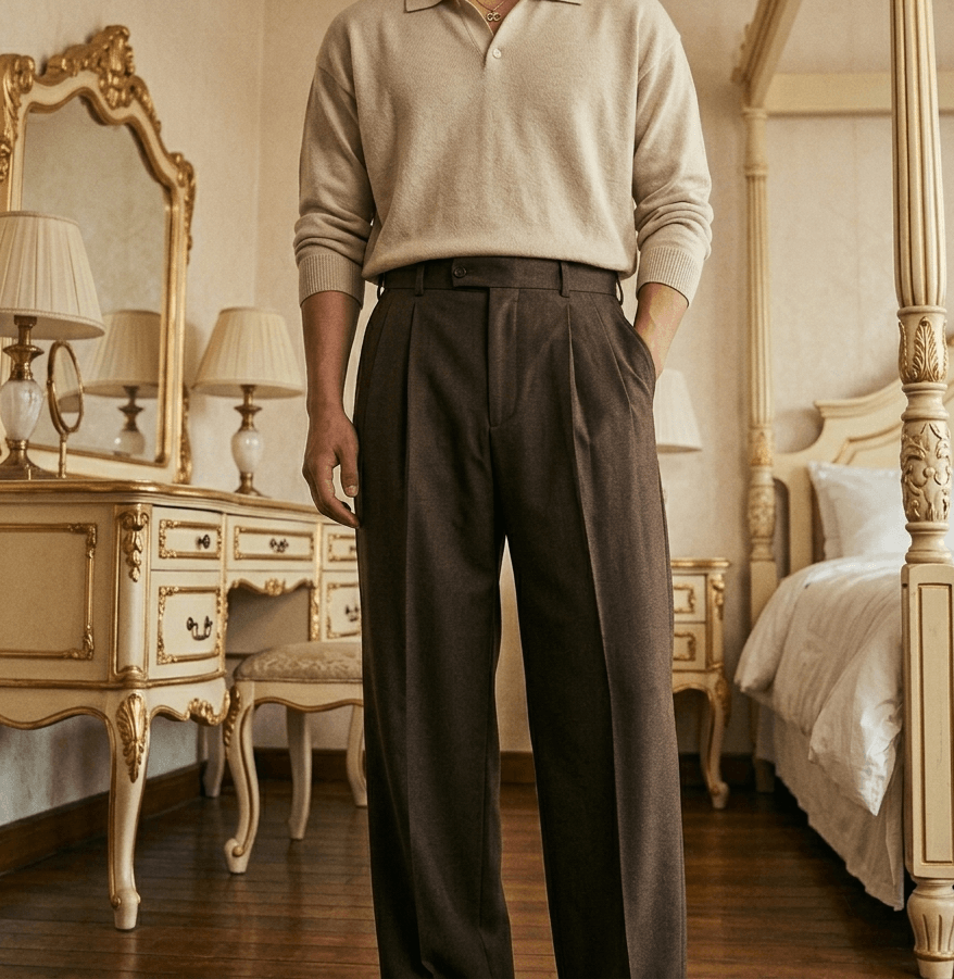 Pantalones de traje rectos casuales de estilo old money clásico con pliegues. 2